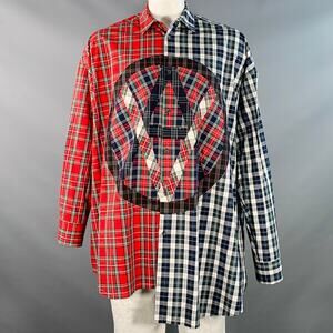 KIDILL x JAMIE REID One Anarchy Multi Color Patchwork Cotton Long Sleeve Shirt